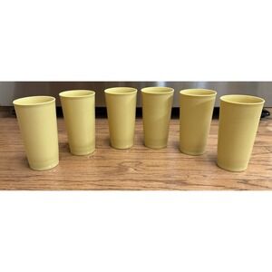 Lot of 6 Vintage Tupperware Harvest Gold Stackable Tumblers Cups 12 oz #873